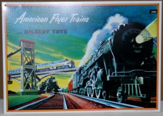 AMERICAN FLYER TRAINS& GILBERT REPRO OF A 1950 SIGN MFG IN THE 90,S 