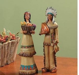 Native American Harvest Couple Thanksgiving Collectible Figurines New 