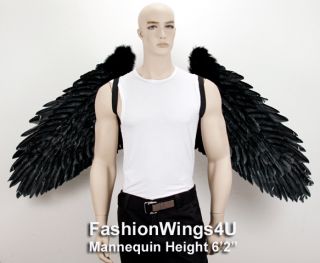XXXL Wingspan Black Costume Feather Angel Wings Pointing Up or Down 