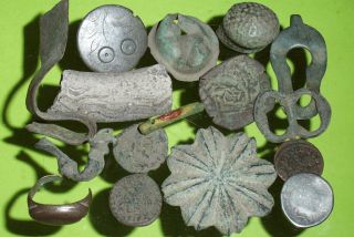 Ancient ROMAN MEDIEVAL ARTIFACTS silver coin jewelry lot ring old 