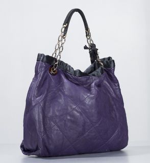 Lanvin Purple Leather Amalia Cabas Large Shopping Tote Bag