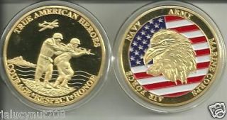 TRUE AMERICAN HEROES~COURAGE~RESPECT~HONOR~ARMED FORCES~24KT GOLD COMM 