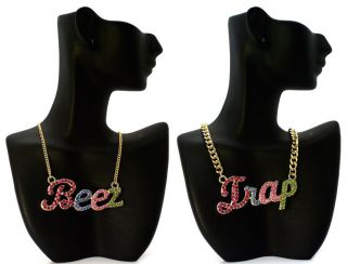 ICED OUT NICKI MINAJ STYLE BEEZ IN THE TRAP MULTI COLOR NECKLACE MP812 