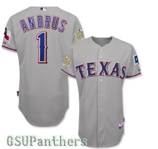 Elvis Andrus Authentic 2011 Texas Rangers World Series Road Jersey Sz 