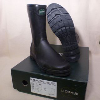 Le Chameau Bon Anjou 2 Mens Rubber Boots NEW Size 11 Black with lugged 