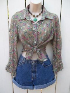 Angie Floral Pearl Snap Western Top Shirt JRSL Misses s  