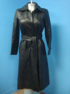 Maytex FITTED Vintage Black Leather Women Coat Jacket L O O K