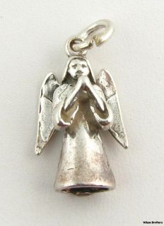Guardian Angel Charm   Sterling Silver 3D Religious Fashion Pendant 