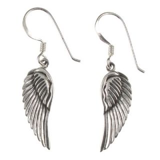 925 Sterling Silver Angel Fairy Wings Drop Earrings New