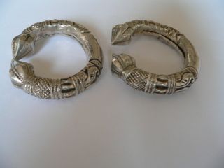 Antique Ethnic Tribal Silver Bracelet Anklets Pair x 2