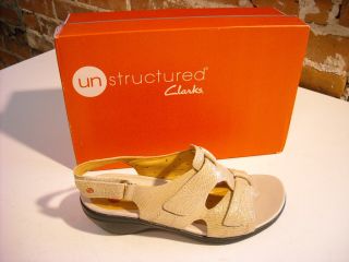 Clarks Unstructured Ivory Snake Galley Sandals 5 New