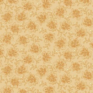   Tonal Flowers on Tan Ginger Rose Andover 100 Cotton Quilt Shop Fabric
