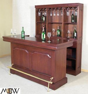 6Ft Solid Mahogany Walnut Finish Home Liquor Wine Bar w/ Rails barmf