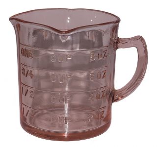 Hazel Atlas Kelloggs Vintage Pink One Cup Measuring Cup