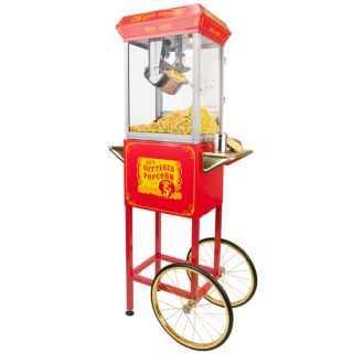   4oz Red Popcorn Popper Machine Maker Cart Vintage Style  FT454CR