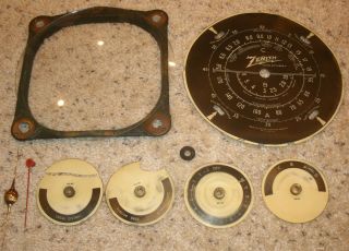 Vintage Zenith Radio Parts Black Dial Small Dials Pointers Bezel Glass 