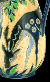 Antique Deco Secessionist Campina Blue Lavender Deer Design Vase PR 