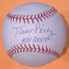   Perez Autographed Signed Cincinnati Reds Baseball w HOF 2000