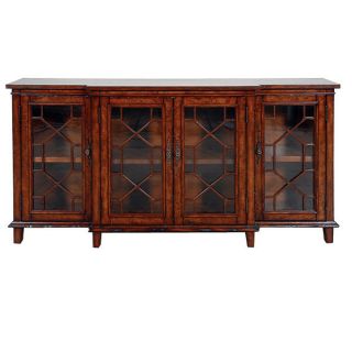 Antique Like Solid Sideboard Buffet China Cabinet New Glass Doors hand 