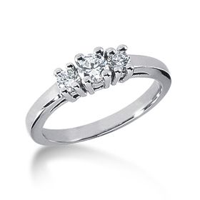 4ct 3 Stone Diamond Engagement Anniversary Ring 14k White Gold Round 