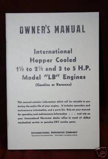 IHC LB 1 1/2 & 3 5HP Engine Manual & Book hit & miss