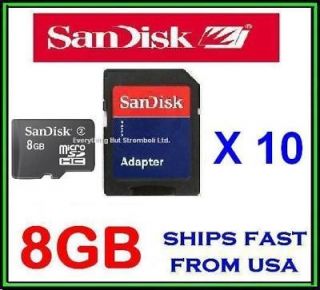 WHOLESALE LOT 10 X 8GB 8G SANDISK MICRO SD HC CELL PHONE MEMORY CARD 