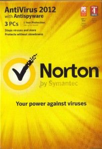New Norton Antivirus Antispyware 2012 3 PC SEALED Box 00104