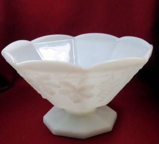 vintage opaque white milk glass pedestal fruit bowl