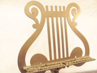 Vintage Antique Brass Harp Sheet Music Stand Adjustable