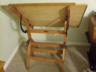 Antique Hamilton Drafting Table with Swivel Wood Chair