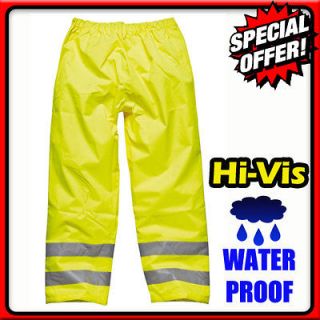 Yellow Reflective Waterproof Over trousers   Medium to 3XL   New with 