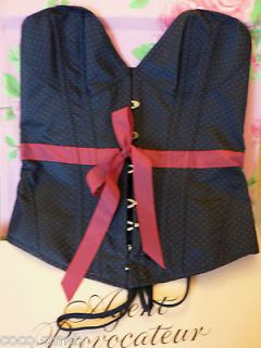 Agent Provocateur midnight blue CORSET size L Talma pink polkadots NEW 