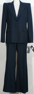 Anne Klein Peacock Blue Twill Flared Pant Suit 14