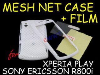 White Mesh Net Cover Hard Case +Film for Sony Ericsson Xperia Play 
