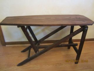 Antique Vintage Wood Primitive Childs Ironing Board Plant Table 