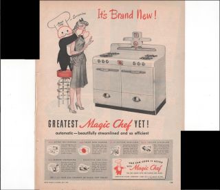 Magic Chef Automatic Gas Range Stove Kitchen 1948 Vintage Antique 