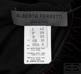 Alberta FERRETTI Purple Velvet Gathered Drape Sleeve Dress Size 6 
