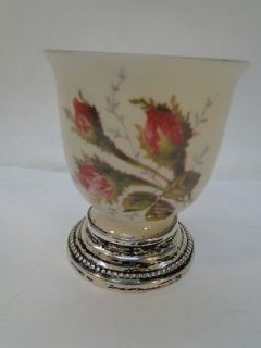 VINTAGE ROSENTHAL CHINA SELB GERMANY MOSS ROSE EGG CUP STERLING SILVER 