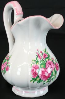 Vintage Italian Capodimonte Pitcher Flower Vase Roses