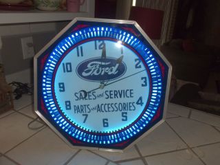 Vintage Ford Sales and Service Parts and Accessories Neon Spinner 