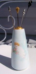 Antique Porcelain Hat Pin Holder Bavarian Angel Cherub