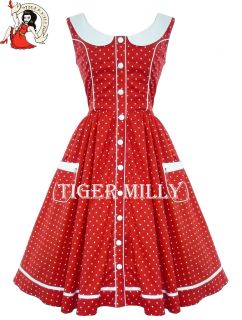 HELL BUNNY 50s rockabilly ALAIA vintage POLKA DOT DRESS RED