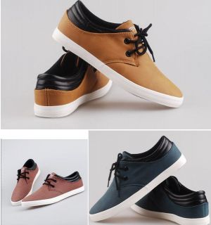 Fashion Men Leather Leisure Shoes Slip On Flats Casual Lace Up 