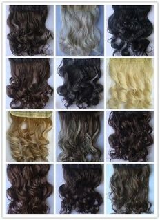   clip on in hair extension fiber curly wave long hairpiece all colours