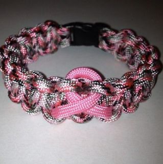 Breast cancer awareness paracord survival bracelet You Pick Size Pink 