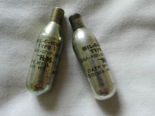 Lot of 2 Vintage US Navy Life Vest CO2 Cartridges Unused Mil C 601F 