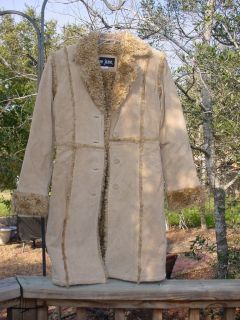 Womens Me Jane Sz s Leather Long Coat Jacket Khaki Brown
