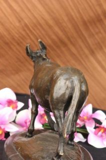 Signed Antoine Barye Donkey Horse Family Bronze Marble Sculpture Art 