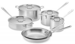 New. $1225 All Clad Tri Ply Stainless Steel 10 Piece Cookware Set