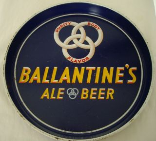 Vintage Ballantines Ale Metal Beer Tray, Purity Body Flavor, Newark 